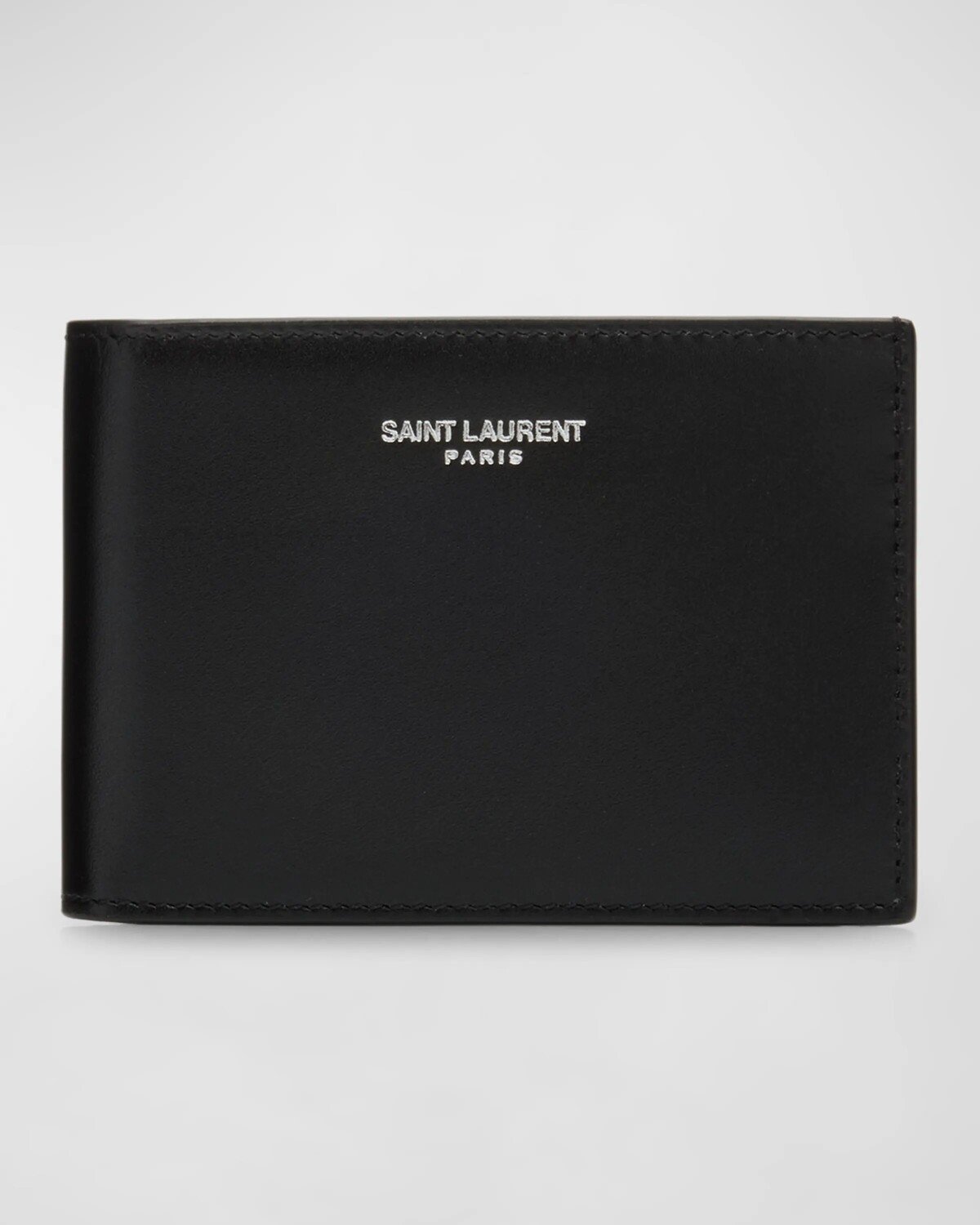 

Мужской кожаный кошелек двойного сложения с логотипом Saint Laurent, цвет Nerotrufl