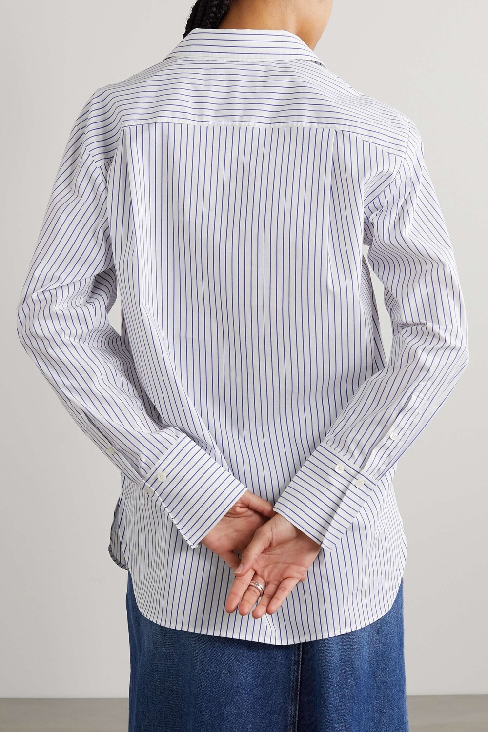 

FRAME Полосатая рубашка Oversize из смесового хлопкового поплина, белый