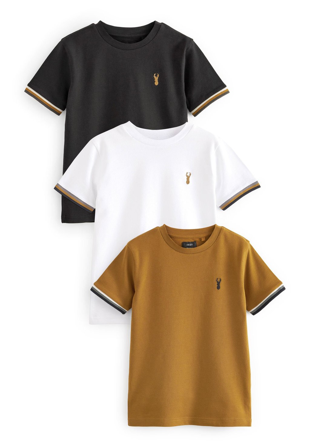 Базовая футболка TIPPED SHORT SLEEVE 3 PACK STANDARD Next, цвет tan brown black