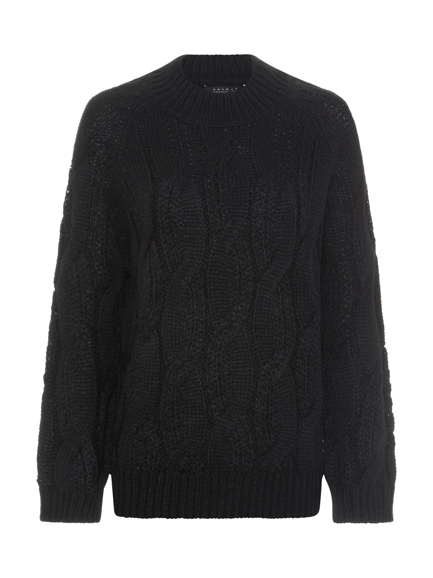 Koan Collection свитер с круглым вырезом и косой, черный мужской свитер с круглым вырезом длинным рукавом флисовой подкладкой и манжетами в рубчик зимний плотный теплый свитер с узором в клетку
