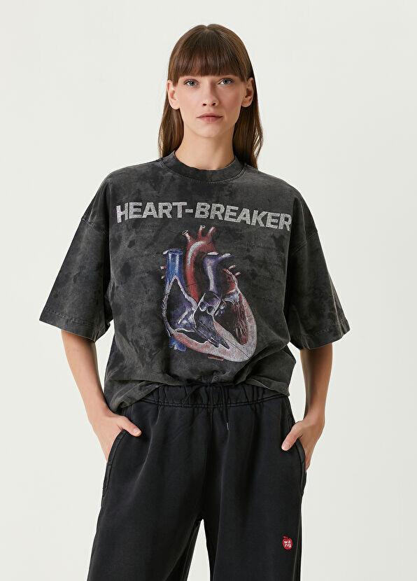 

Футболка с принтом Heartbreaker Alexander Wang, антрацит
