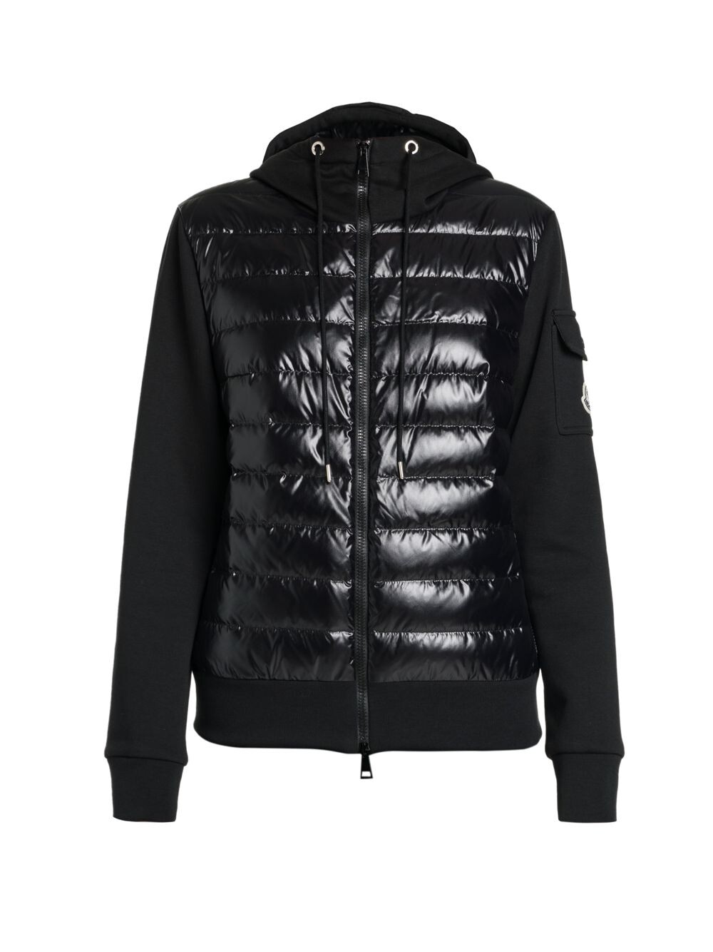 

Толстовка с капюшоном из пуха и хлопка на молнии спереди Moncler, черный