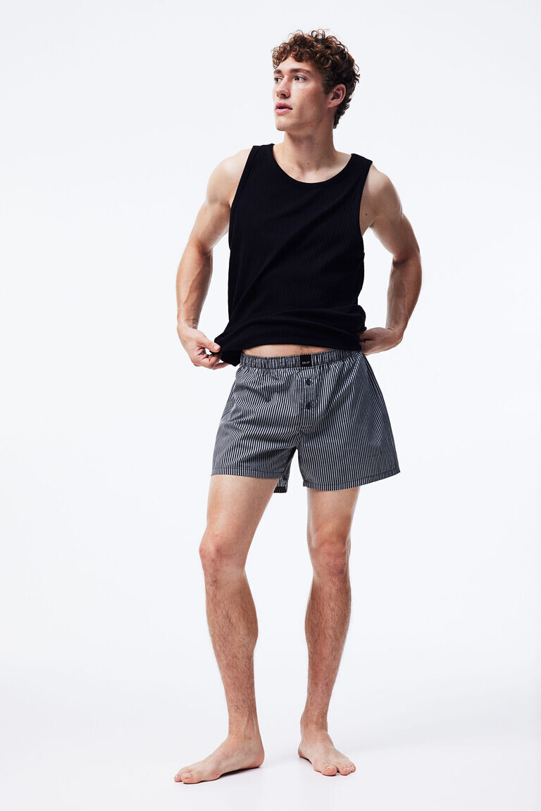 

Комплект из трех хлопковых боксеров-шорт H&M, синий