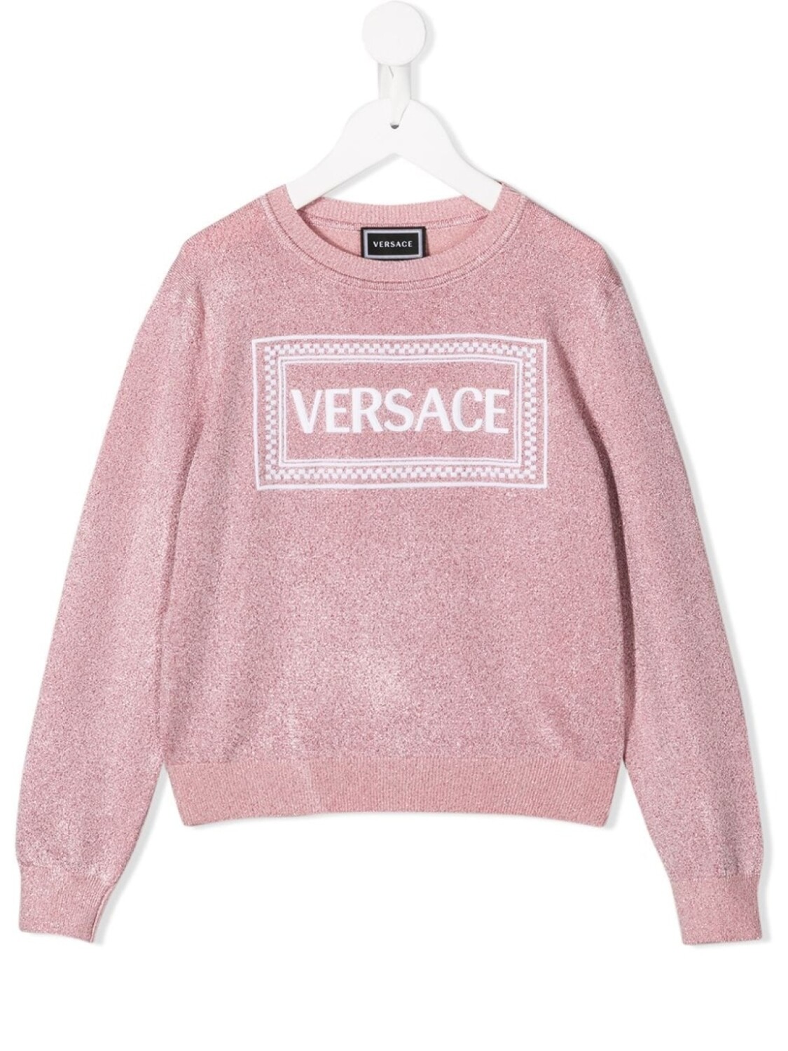 

Versace Kids джемпер с вышитым логотипом и блестками, розовый