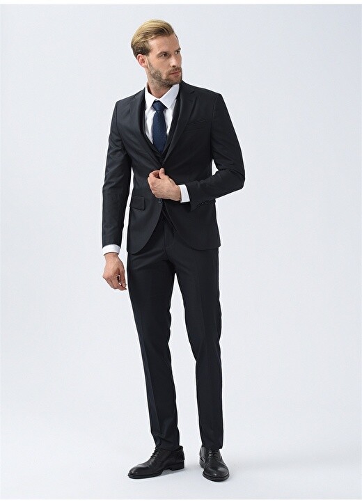 

Темно-синий мужской костюм Slim Fit с нормальной талией Süvari