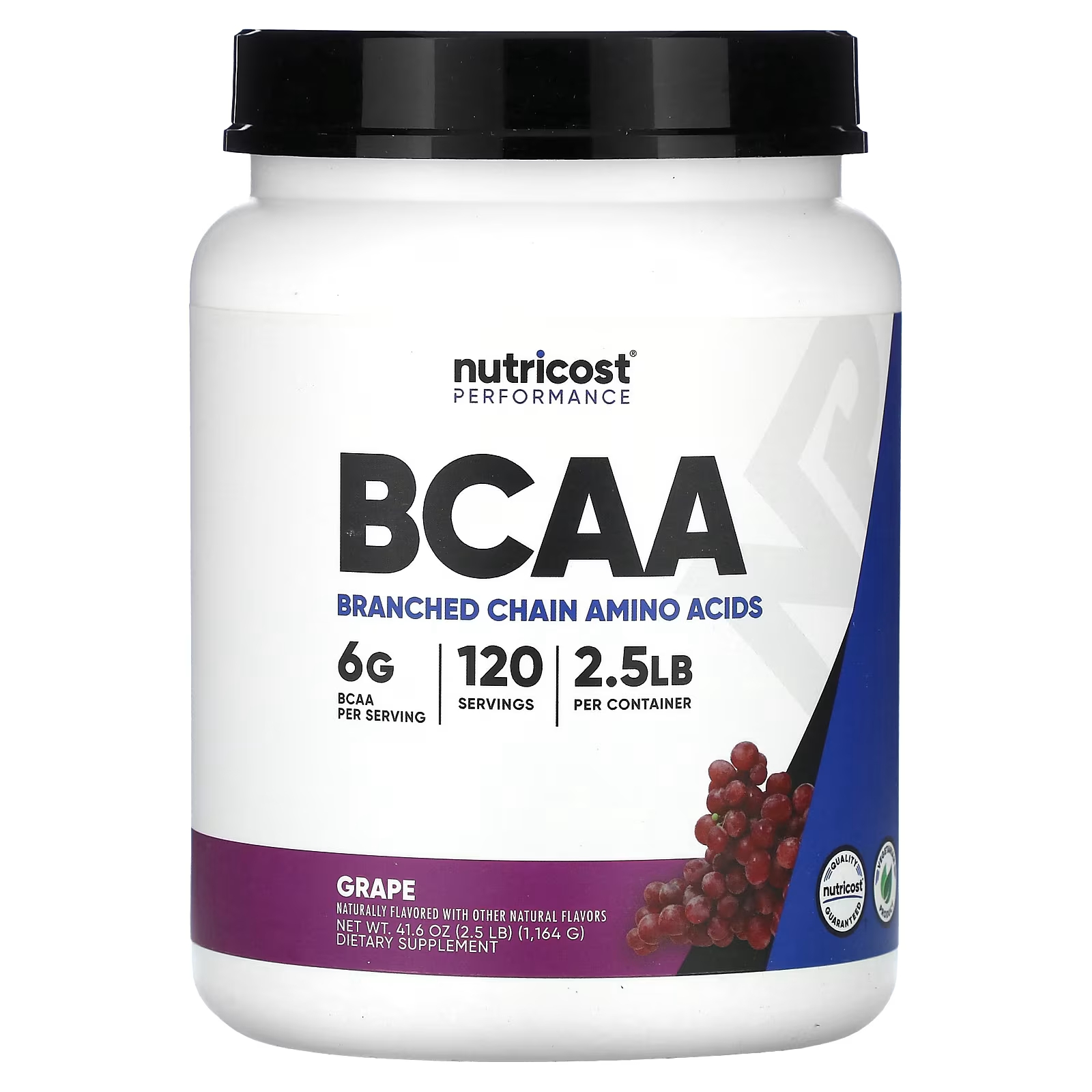 Пищевая добавка Nutricost Performance BCAA со вкусом винограда, 1164 г комплекс со вкусом винограда fit rx bcaa nrg 300 г