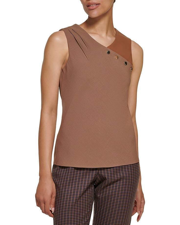 

Топ DKNY Sleeveless Mixed Media Knit, цвет Toffee