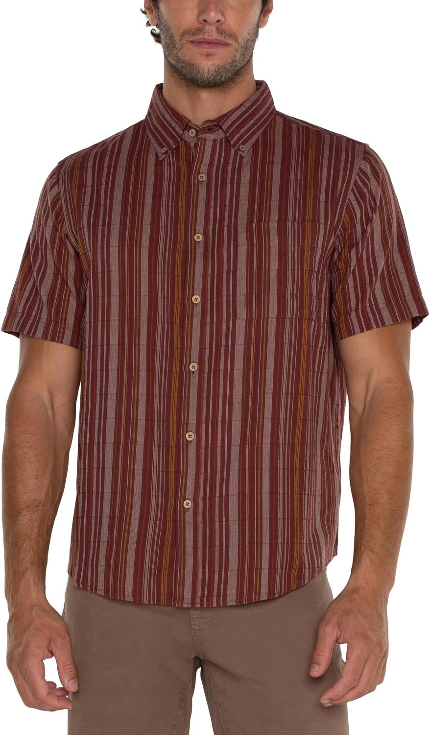 

Рубашка Liverpool Los Angeles Short Sleeve Button Up Shirt, цвет Brick Ivory Yam