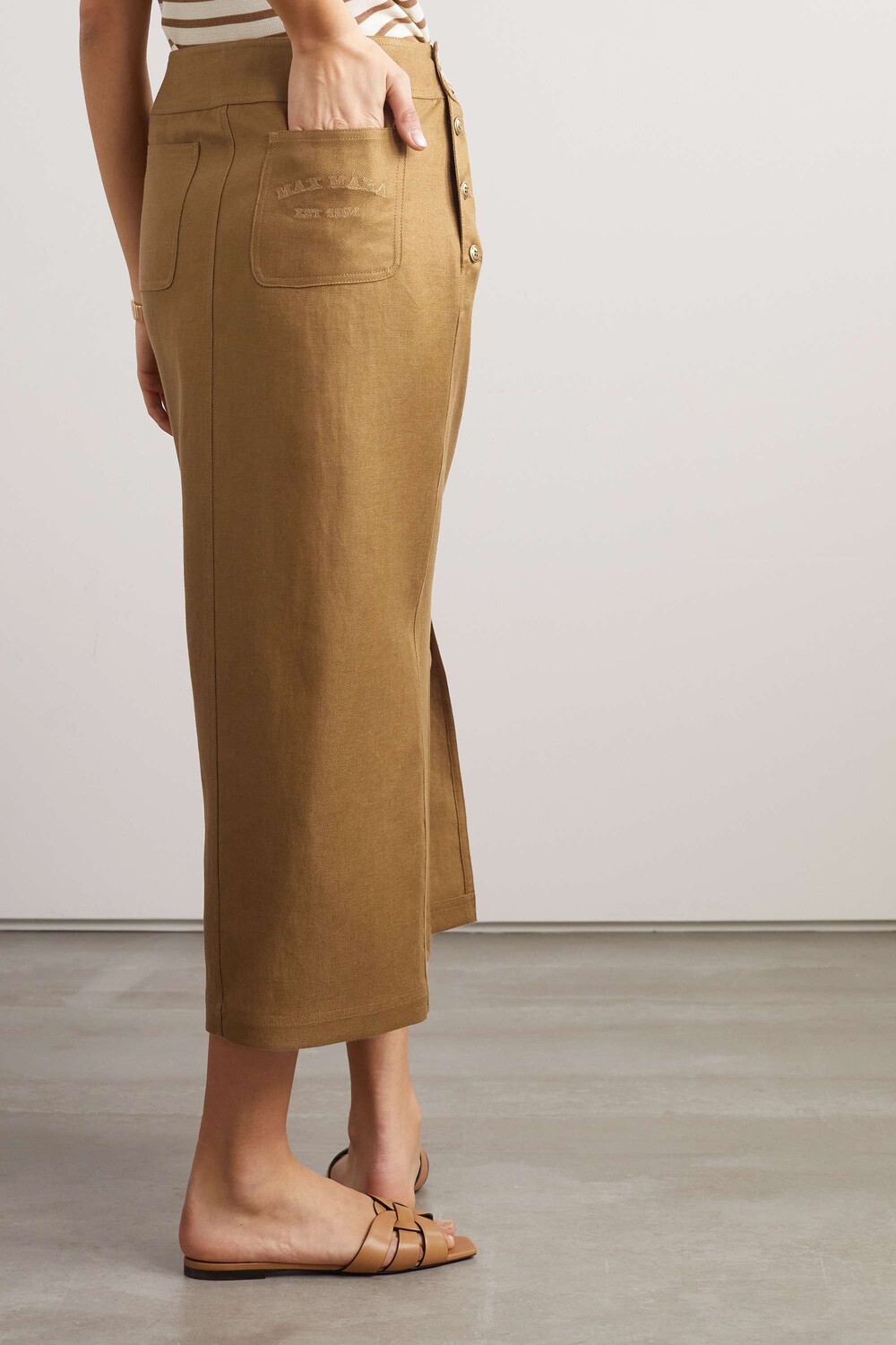 

MAX MARA Юбка миди из льна, бронзовый
