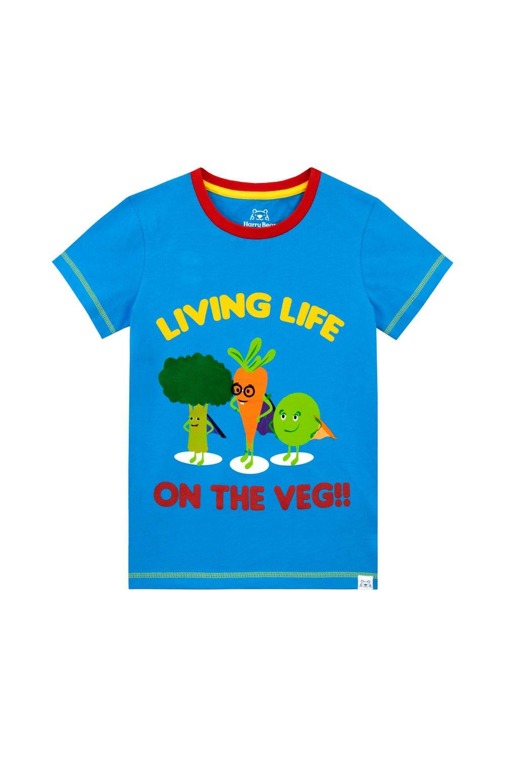 Живая жизнь на футболке с овощами Harry Bear, синий