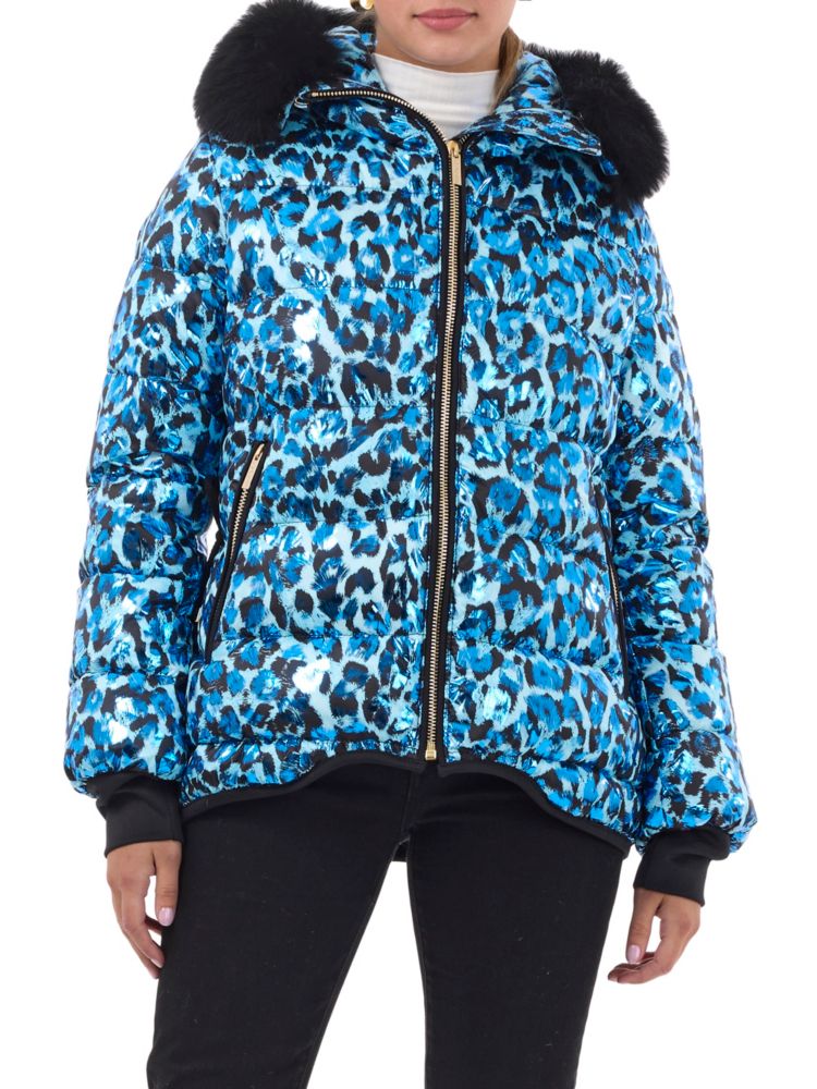 Лыжная куртка Aprés-Ski Toscana с меховой отделкой ягненка Mtl By Gorski, цвет Sky Leopard ножки цвет и стиль нова 70 new mtl