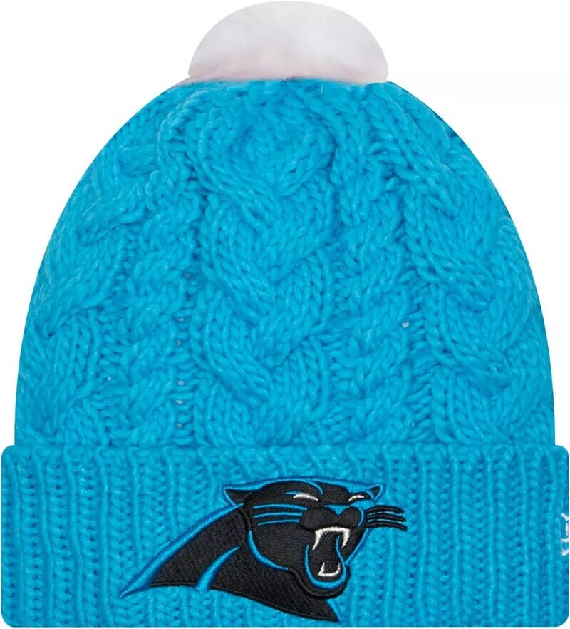 

Женская вязаная шапка с помпоном New Era Carolina Panthers Throwback