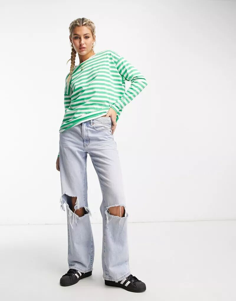 

Зеленая футболка оверсайз с длинными рукавами Vero Moda