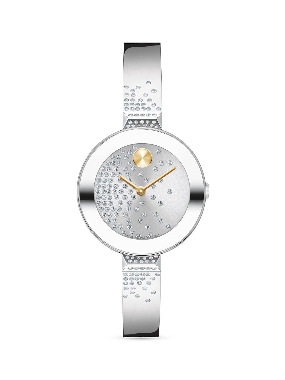 

Двухцветные часы-браслет из нержавеющей стали и хрусталя Movado, серебряный