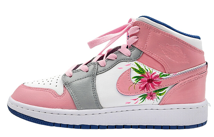 

Кроссовки Air Jordan 1 Vintage Basketball Shoes Women's High-top Gray, розовый
