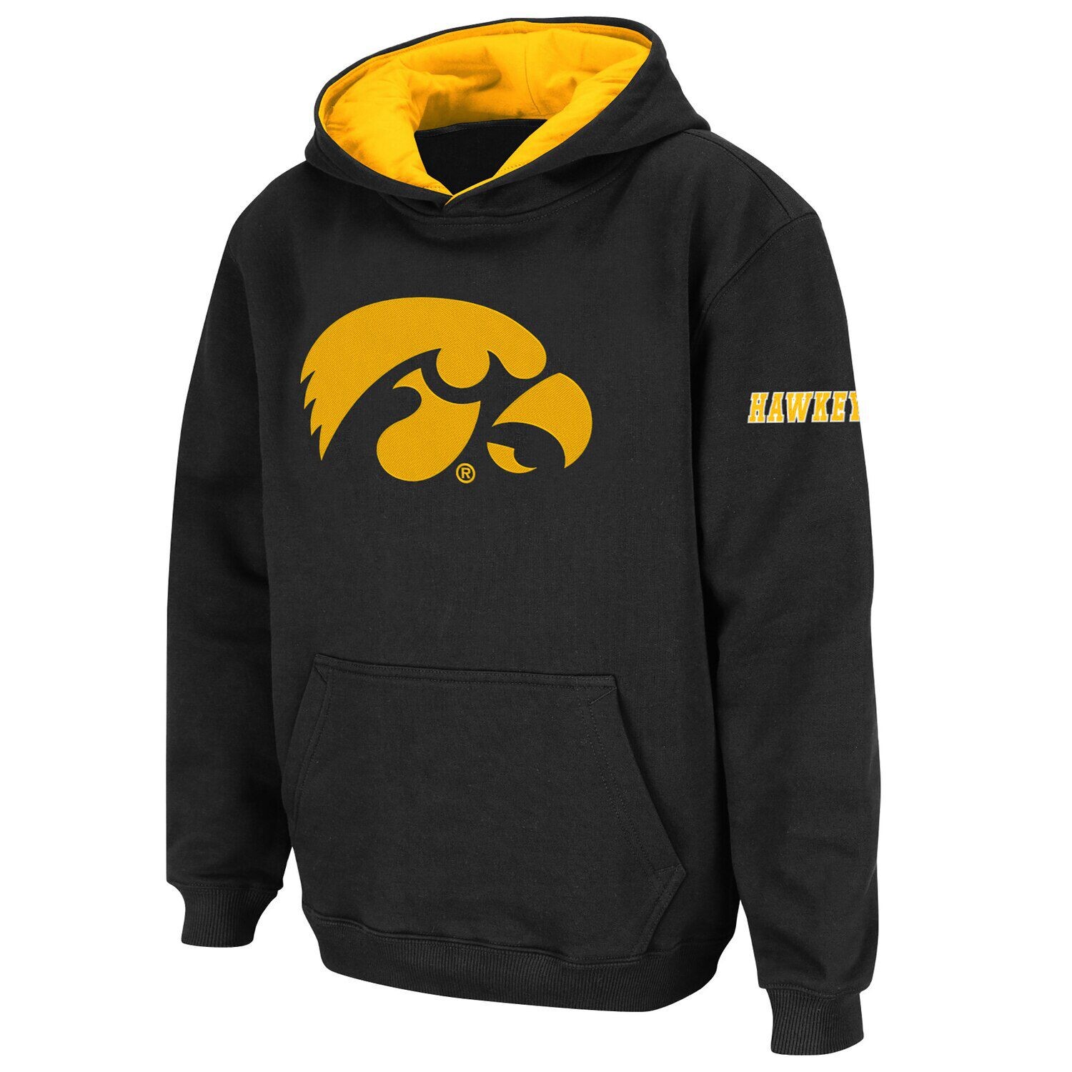 

Черный пуловер с капюшоном и большим логотипом Youth Stadium Athletic Iowa Hawkeyes Unbranded