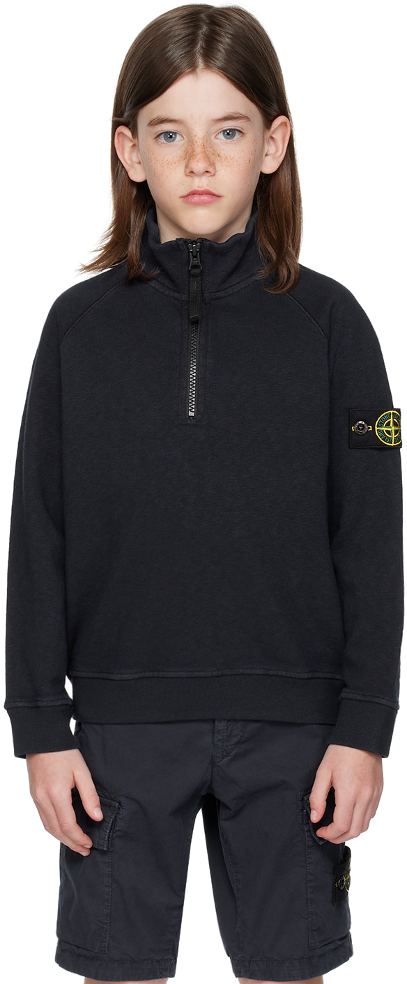 

Детский темно-синий свитшот, окрашенный в готовой одежде Stone Island Junior