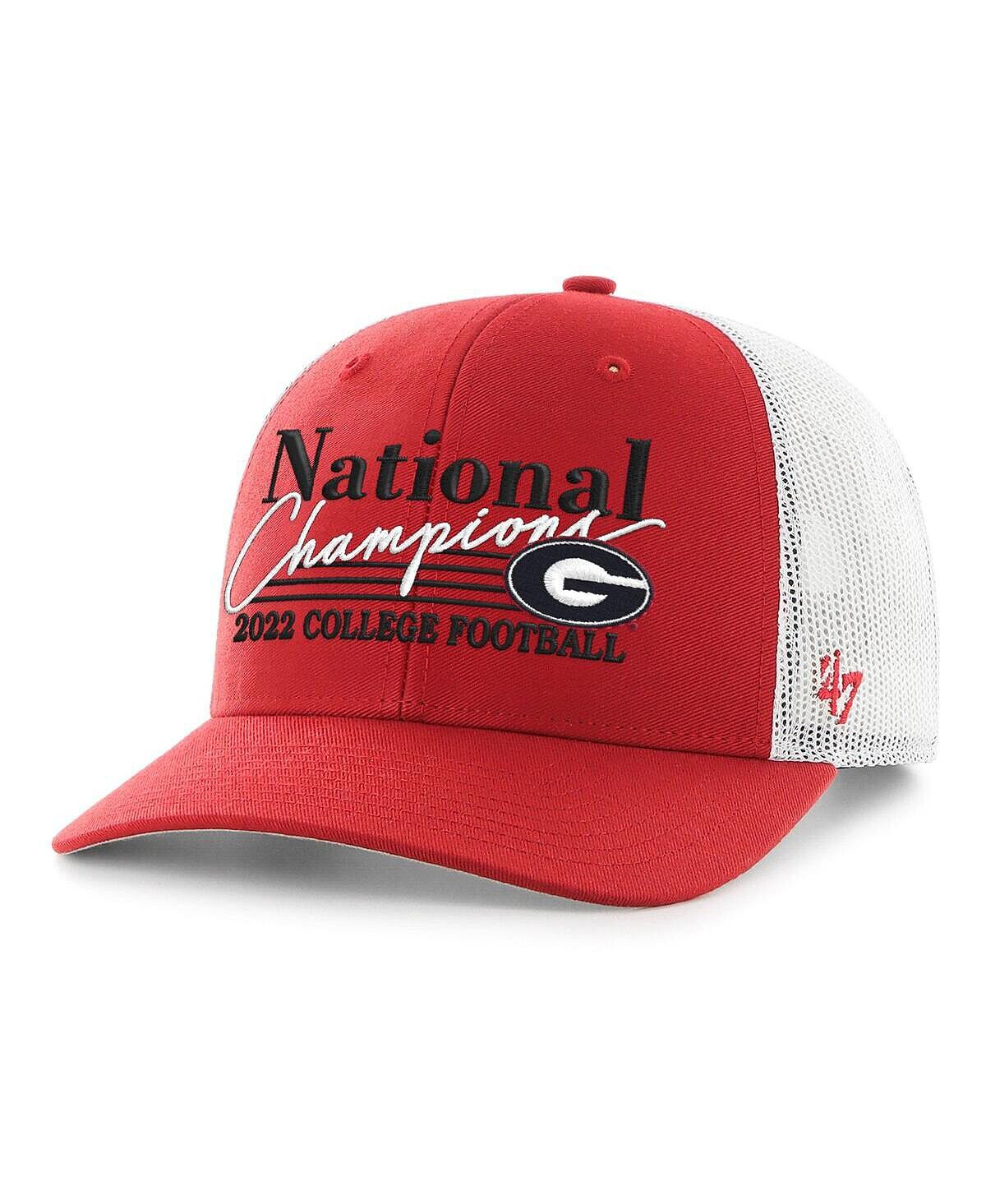 

Мужская регулируемая кепка Red Georgia Bulldogs College Football Playoff 2022 National Champions Script Trucker Snapback '47 Brand