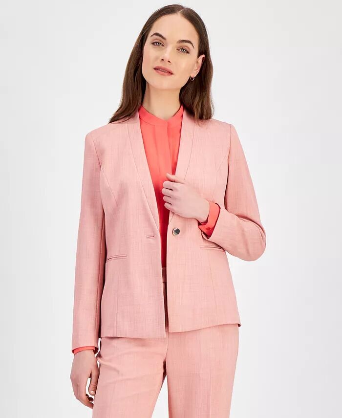 

Женская саржевая куртка на одной пуговице с искусственными лацканами Anne Klein, красный