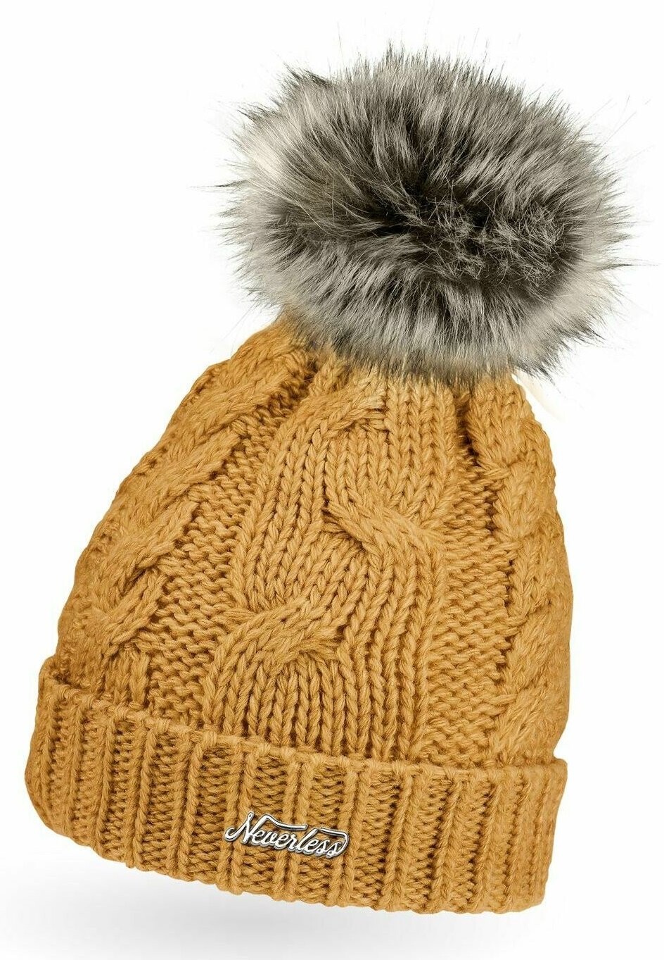 

Шапка WARME WINTER BOMMEL ZOPFMUSTER GEFÜT Neverless, цвет mustard