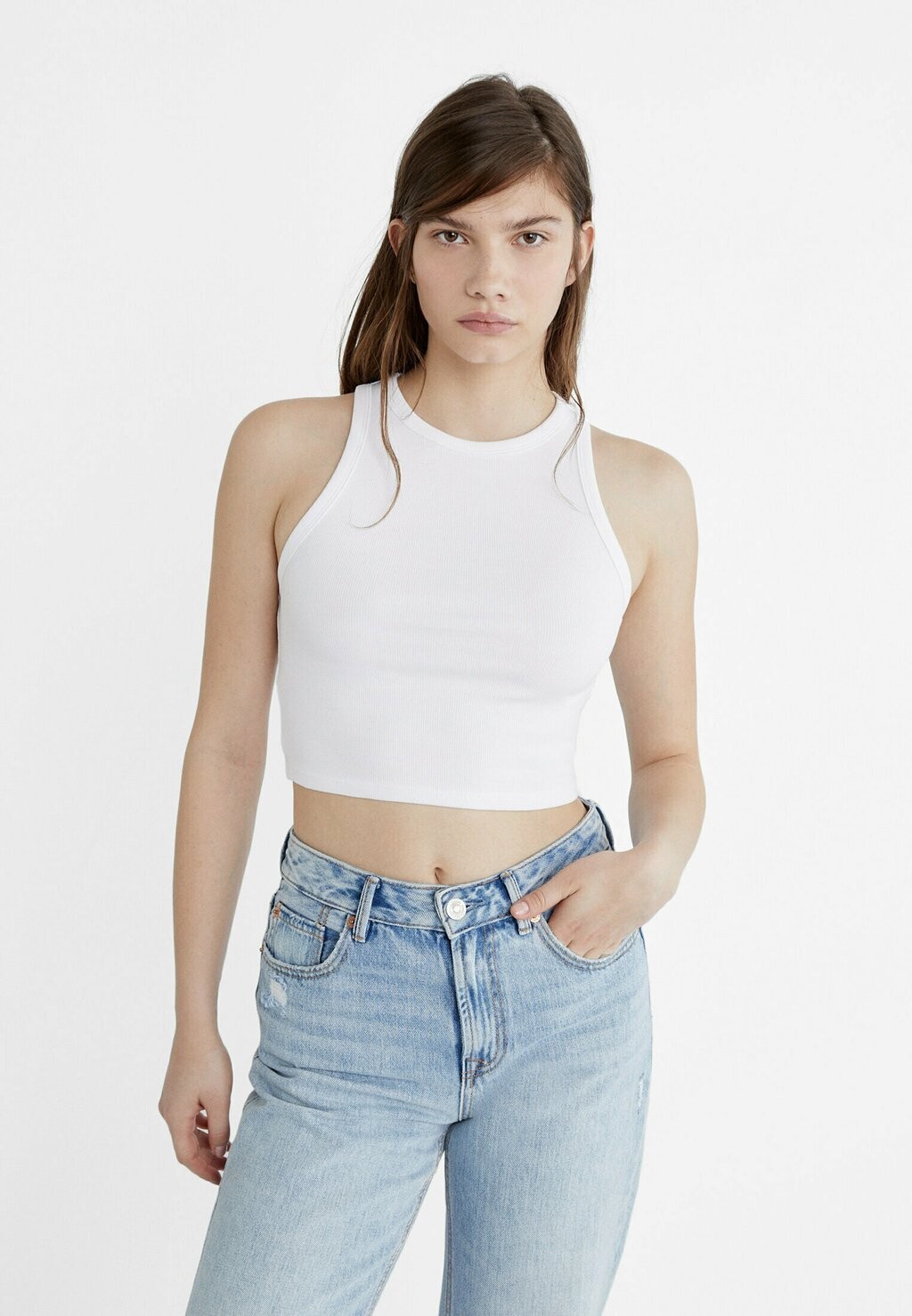 

Топ CROP Stradivarius, цвет white