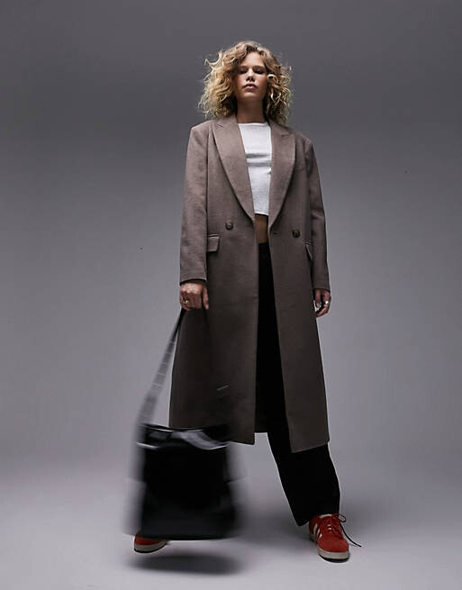 

Длинное двубортное элегантное пальто Topshop