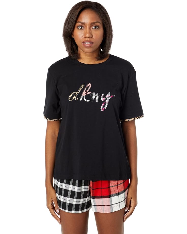 Пижамный комплект DKNY Boxer PJ Set Short Sleeve, цвет Black Plaid