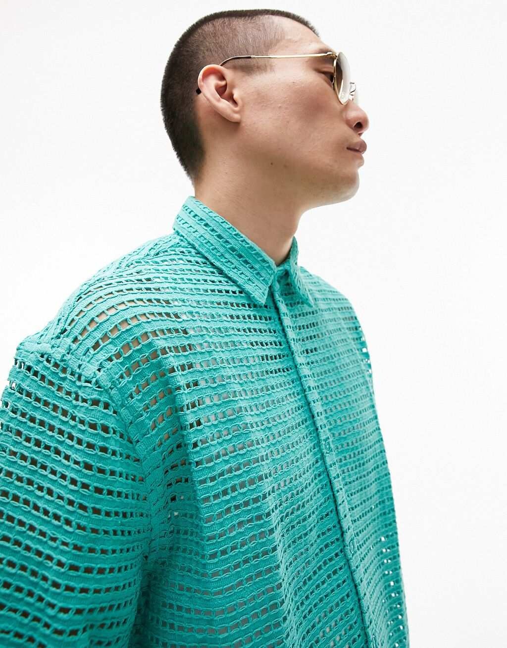 

Бирюзовая свободная рубашка крючком Topman