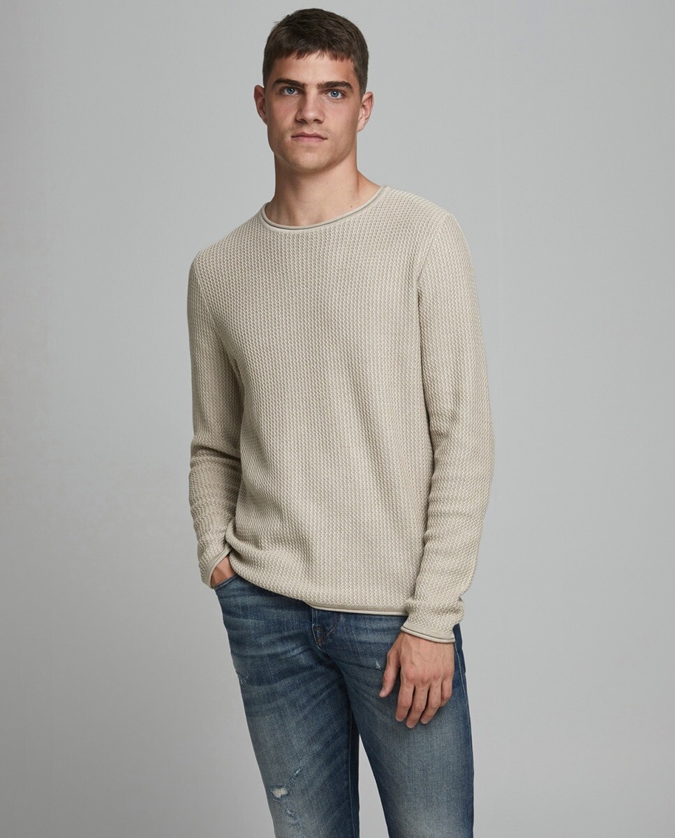 

Серый мужской свитер с круглым вырезом Jack & Jones, серый