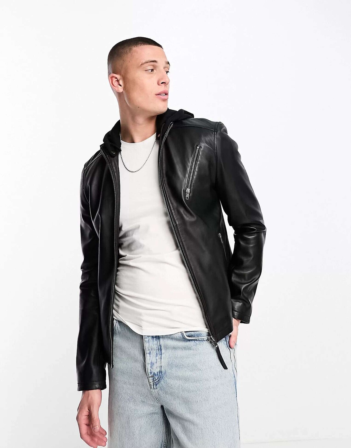 

Черная байкерская куртка с капюшоном Barneys Originals Lando