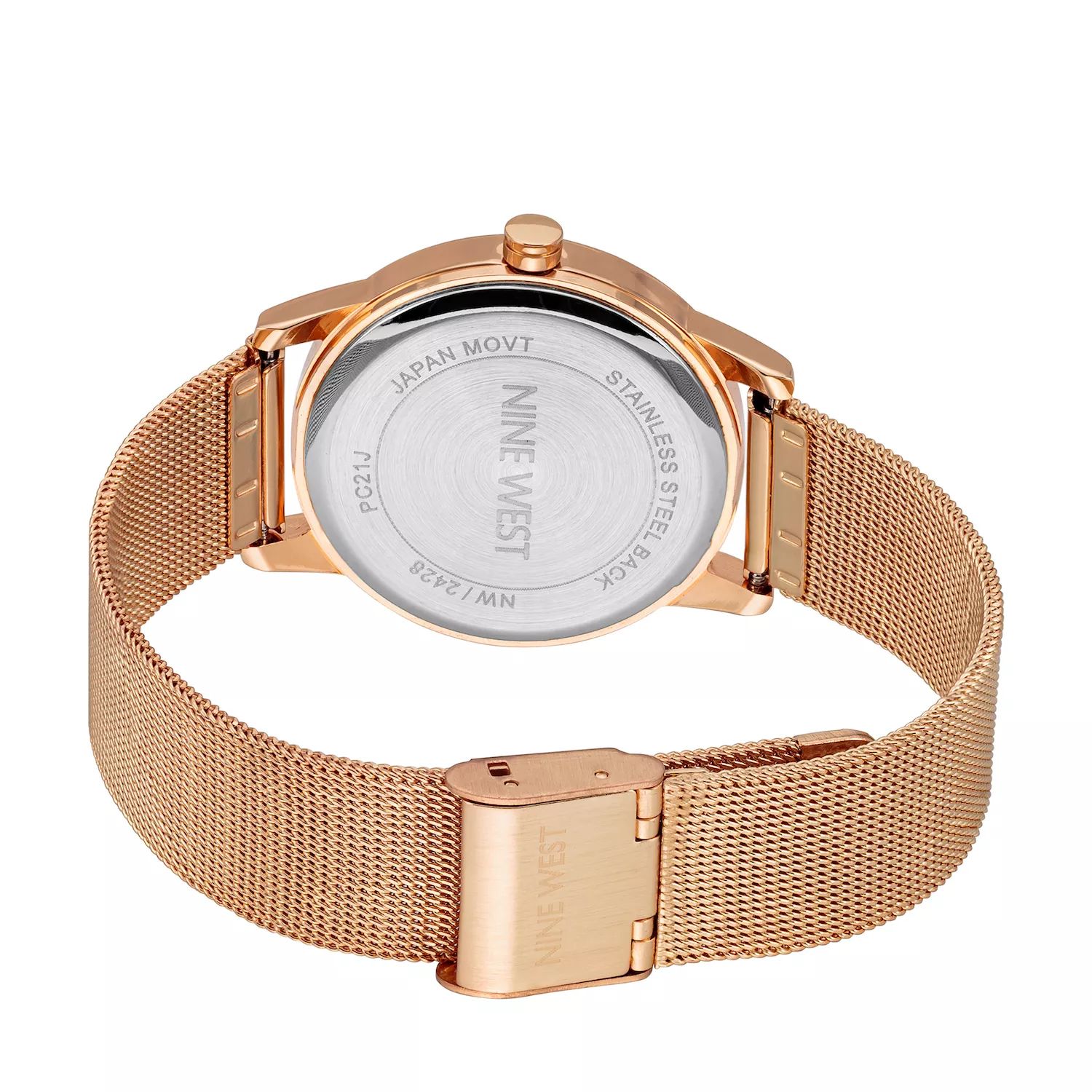 цена Женские часы-браслет из нержавеющей стали с сетчатым браслетом и цветочным циферблатом Nine West