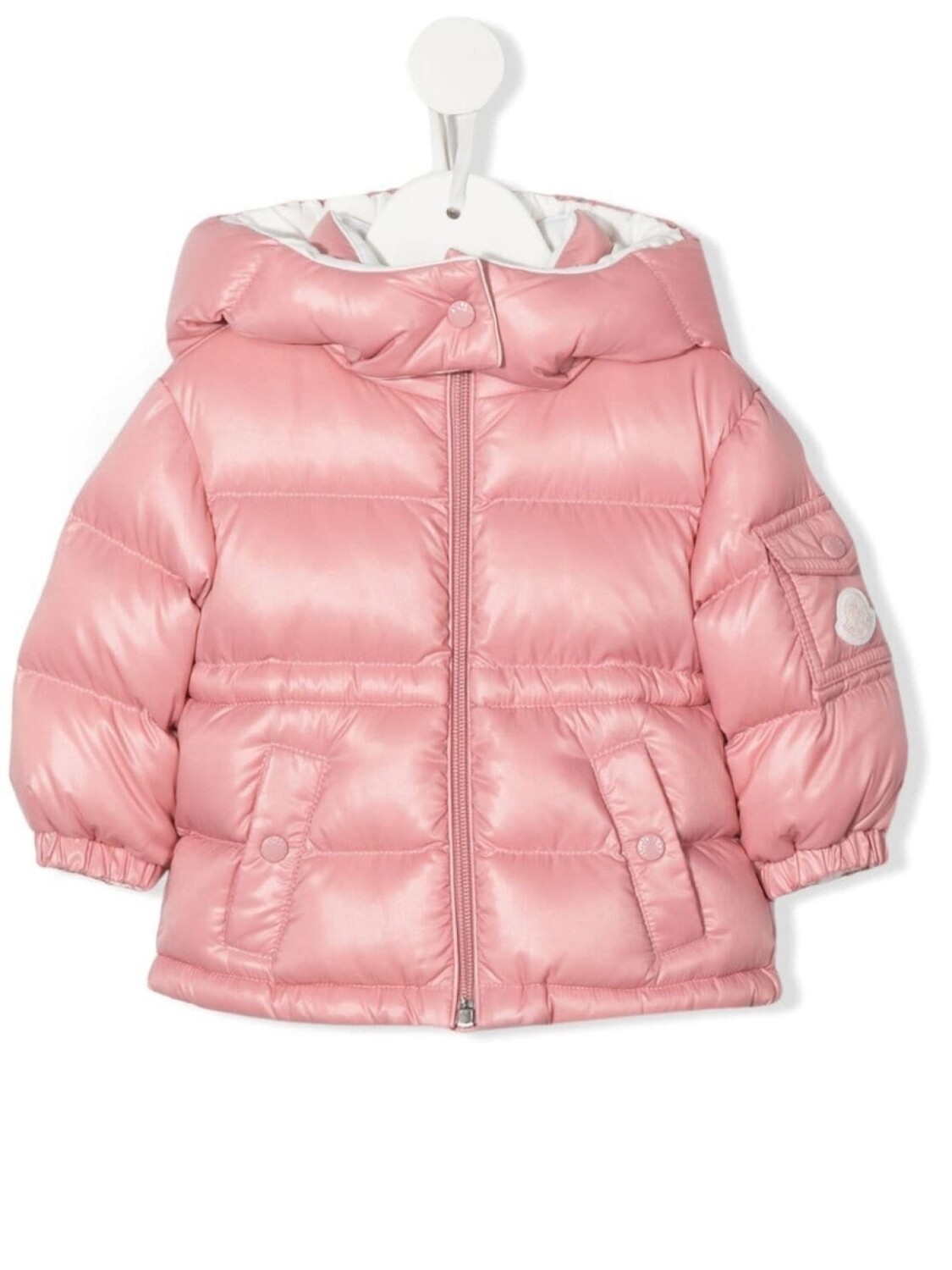 

Moncler Enfant пуховик с нашивкой-логотипом, розовый
