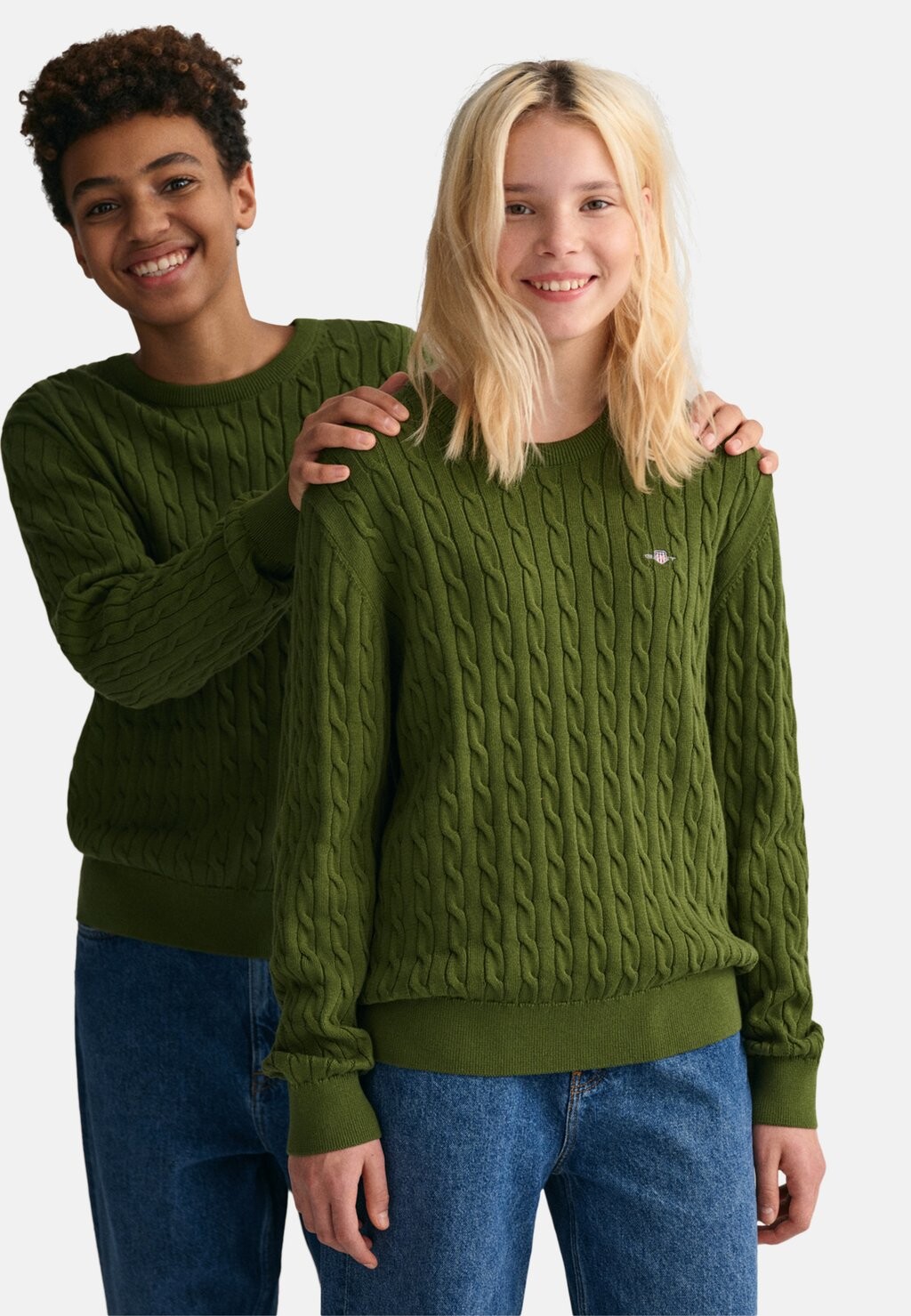 

Джемпер SHIELD CABLE C NECK GANT, цвет kale green