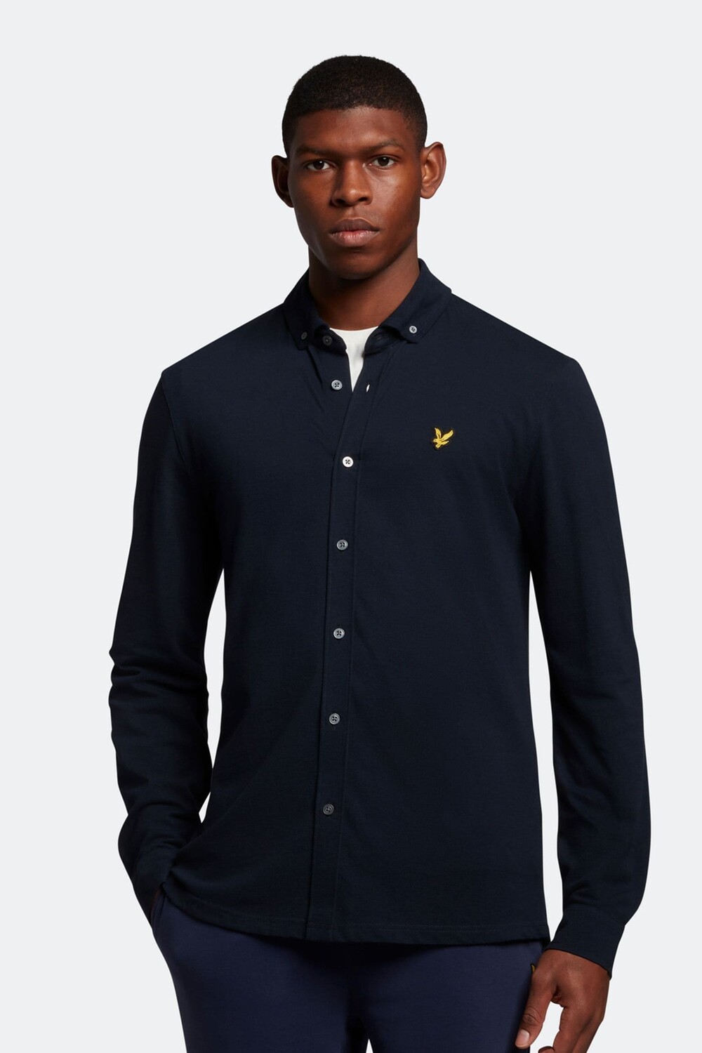 

Синяя рубашка стрейч Lyle & Scott, синий