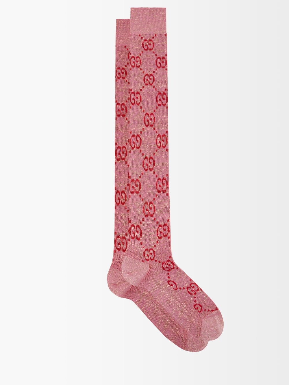 

Носки из смесового хлопка с узором gg-жаккард и ламе Gucci, розовый