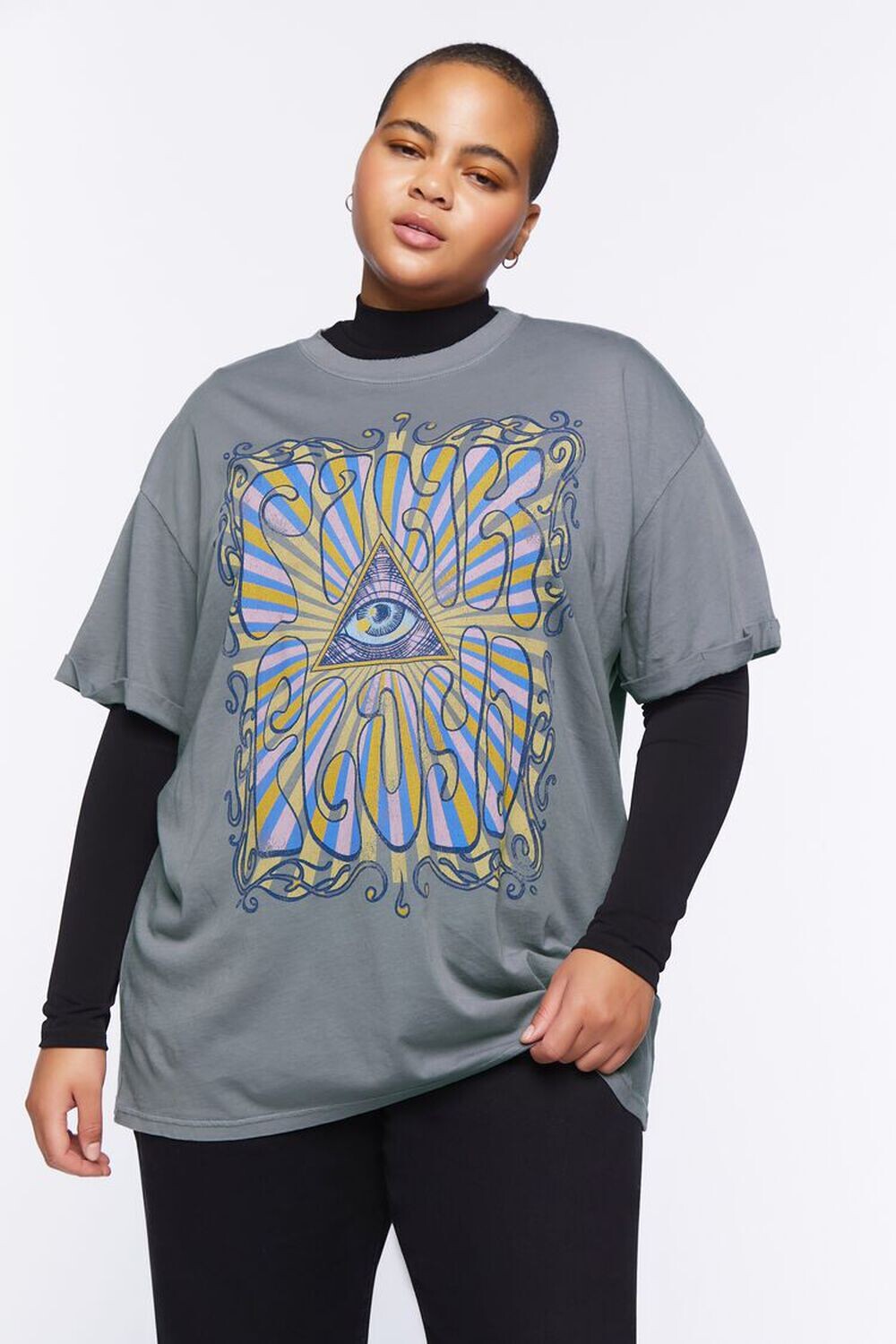 

Футболка размера плюс Pink Floyd с рисунком Forever 21, серый
