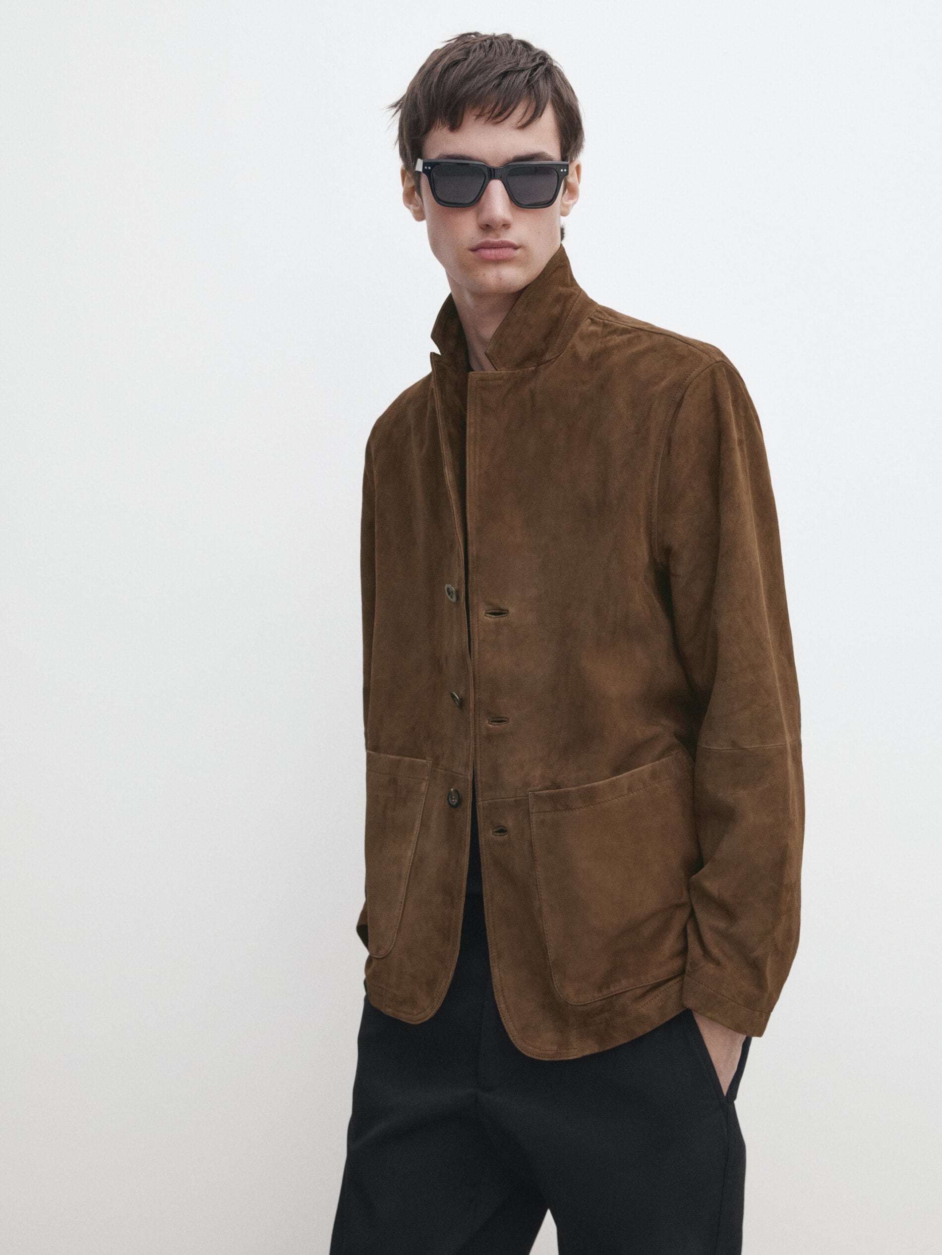 Замшевая куртка на пуговицах Massimo Dutti, коричневый куртка замшевая zara коричневый