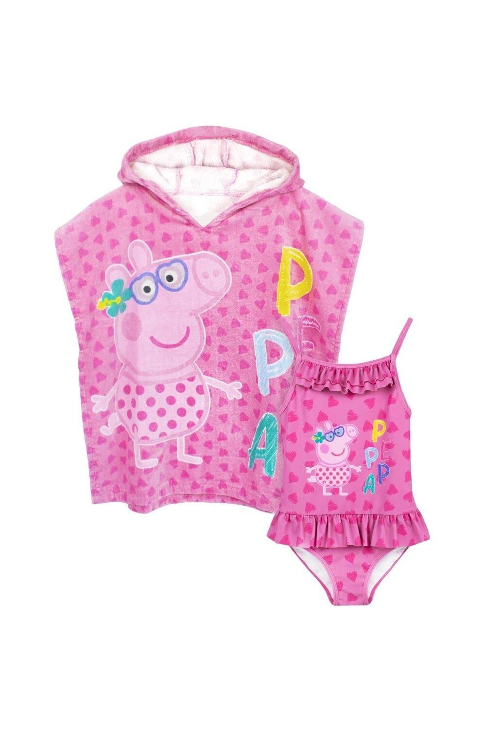 

Комплект купальника и пончо Peppa Pig, розовый