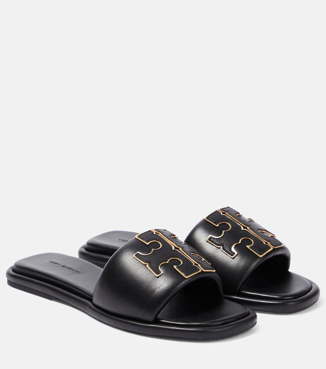 

Кожаные шлепанцы с двойной буквой T Tory Burch, черный