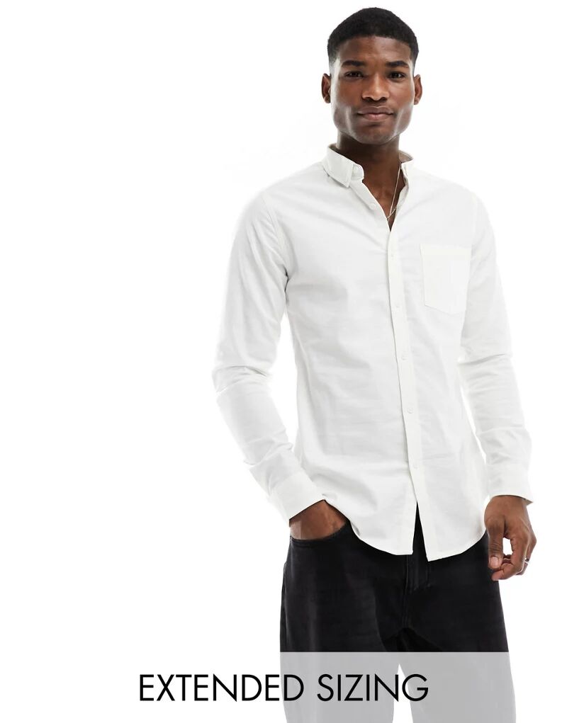 Белая оксфордская рубашка узкого кроя ASOS оксфордская рубашка стандартного кроя asos