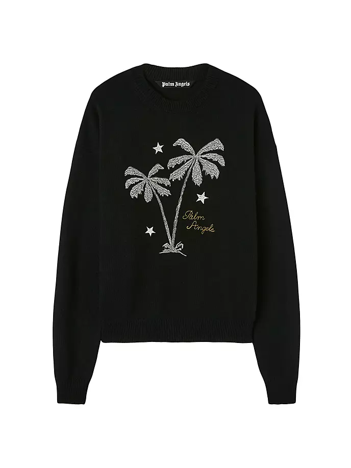 

Свитер с вышитым логотипом Palm Angels, цвет black gold