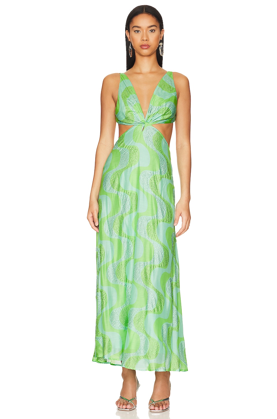Платье Sundress Shana Crystal Beaded, цвет Amazonia Rhinestones Lime & Pool топ sundress ludmila цвет marbella pool