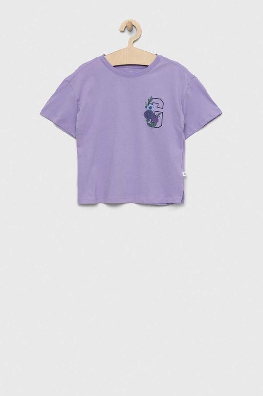 цена Детская хлопковая футболка GAP, фиолетовый
