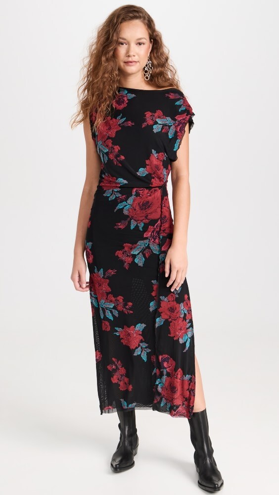 

Платье миди Free People Carmel, полночь