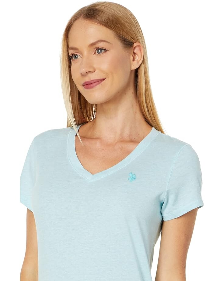 

Футболка U.S. POLO ASSN. Iconic V-Neck Tee, цвет Blue Radiance Heather