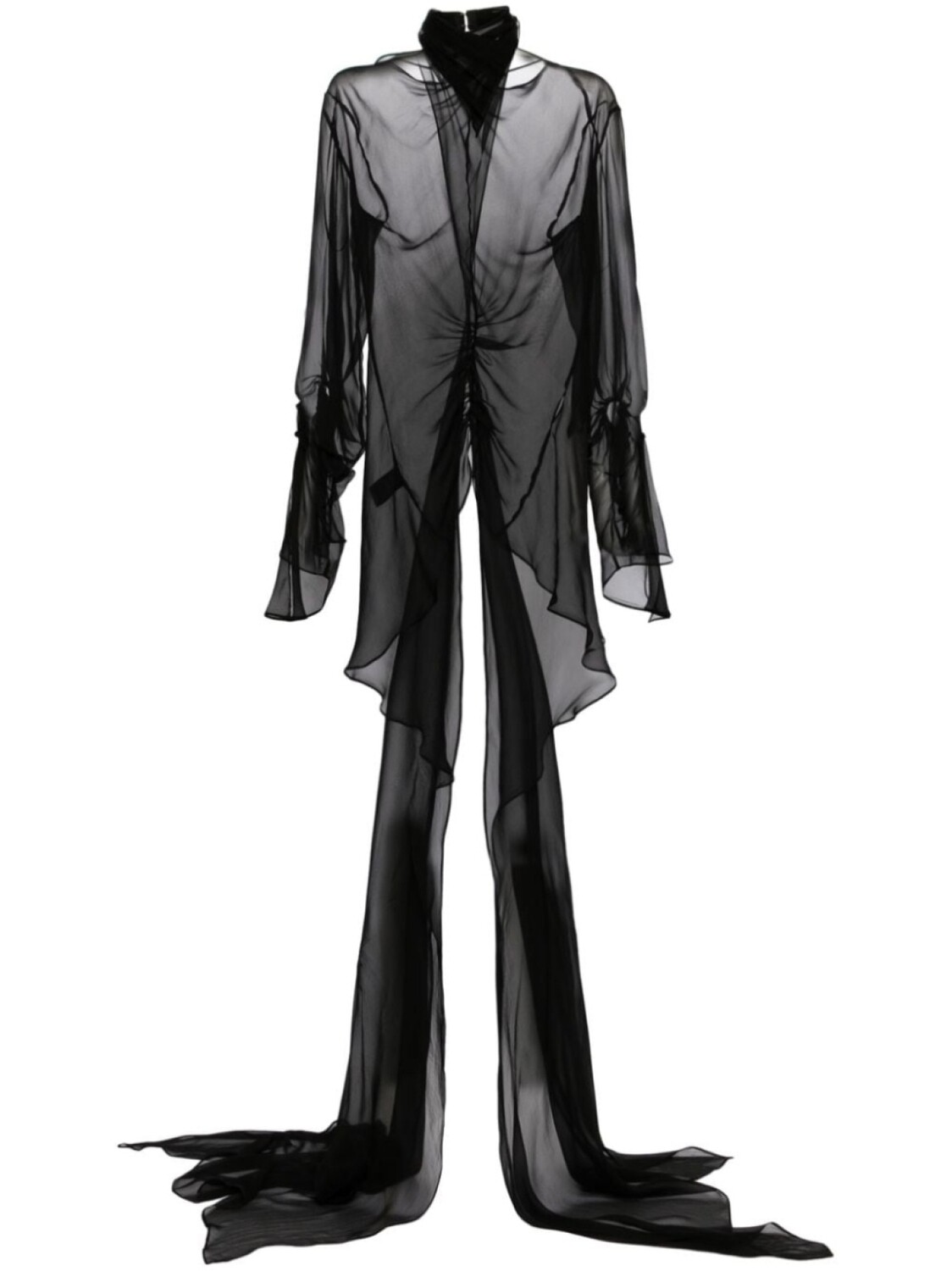 

Шелковый топ с драпировкой Mugler, черный