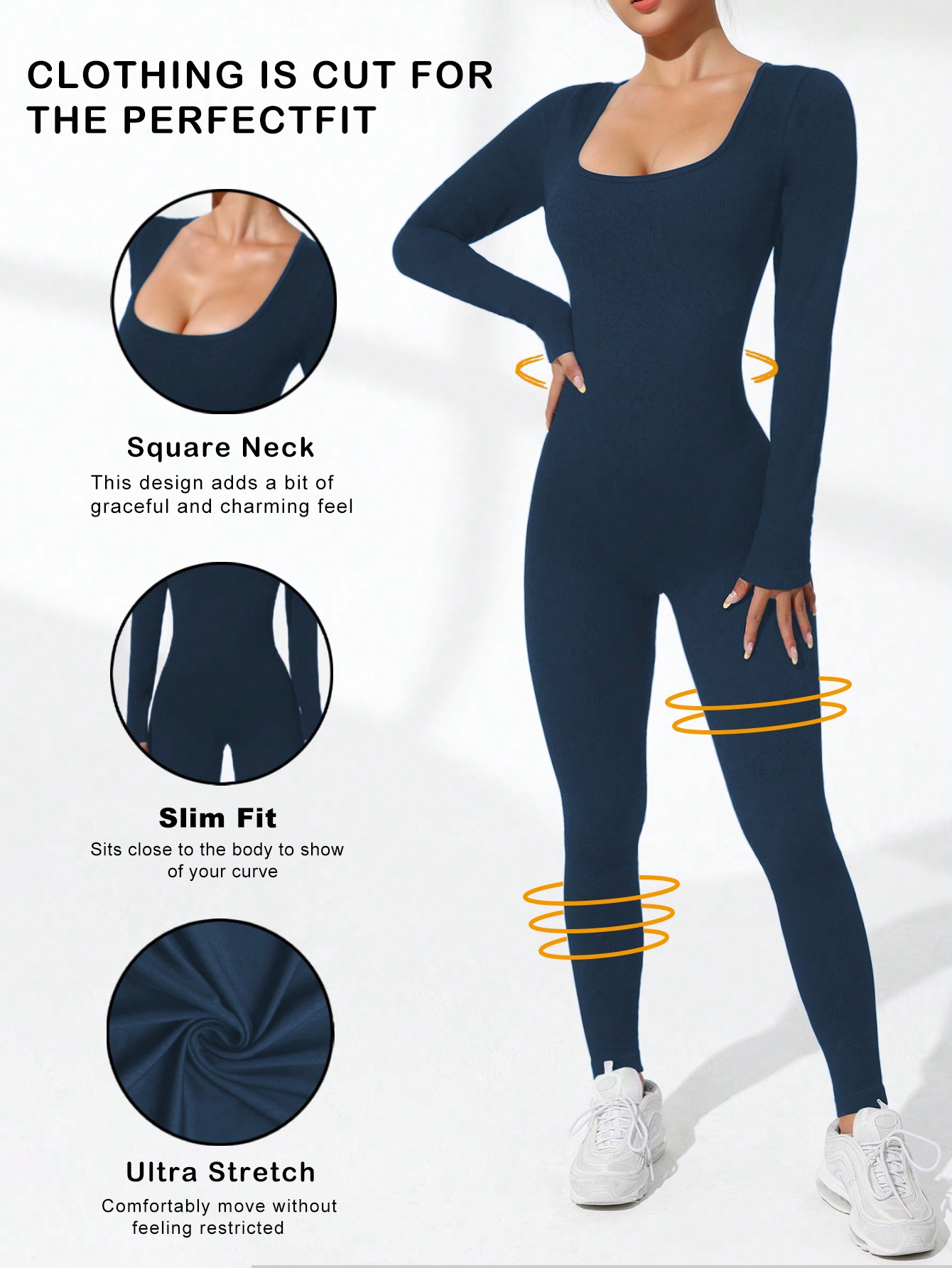 Женский спортивный комбинезон с открытой спиной, темно-синий