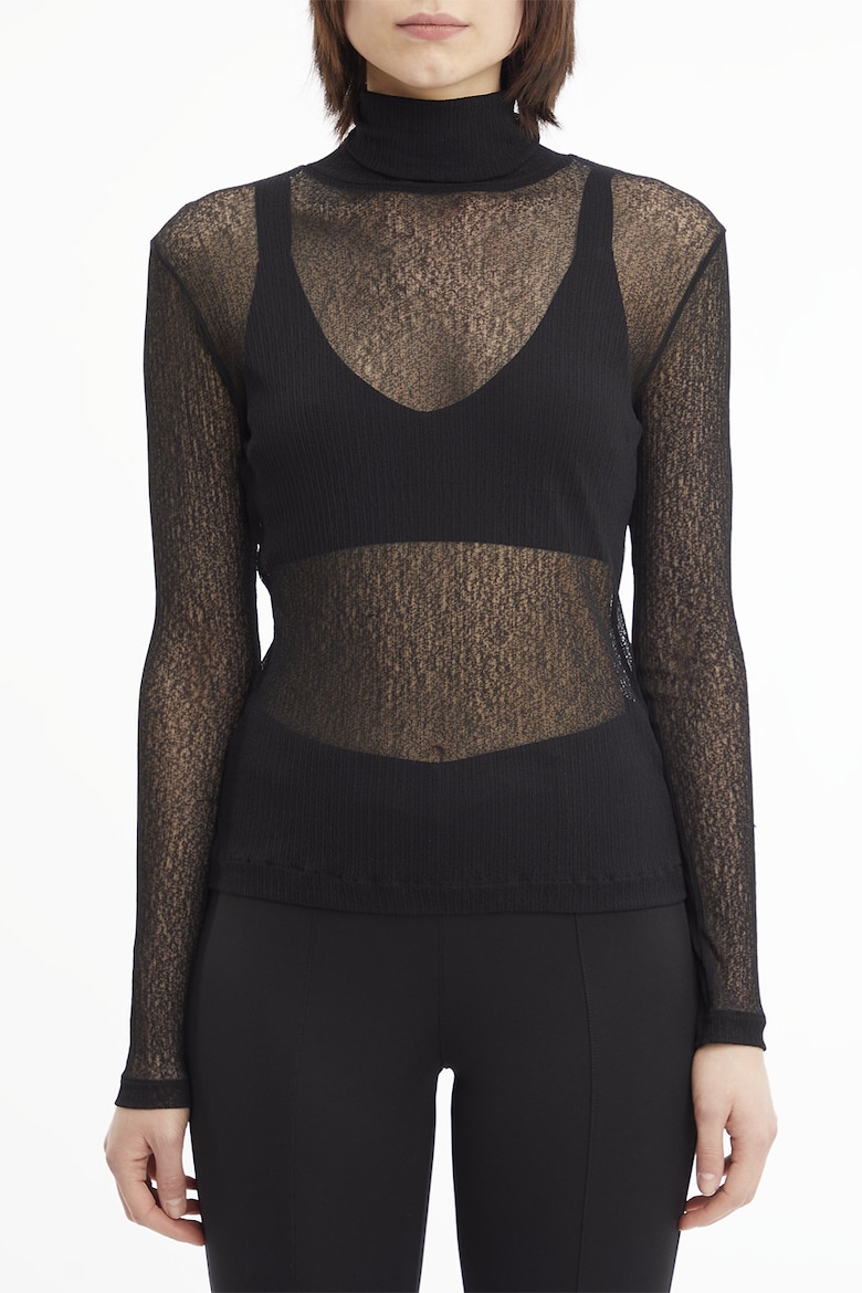 Полупрозрачная боди-блузка Calvin Klein, черный полупрозрачная блузка godeea черный