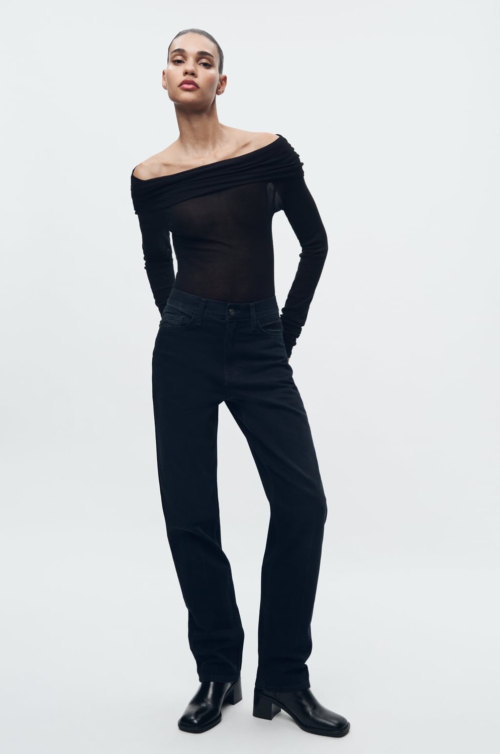 

Джинсы свободного кроя средней посадки ZARA, синий