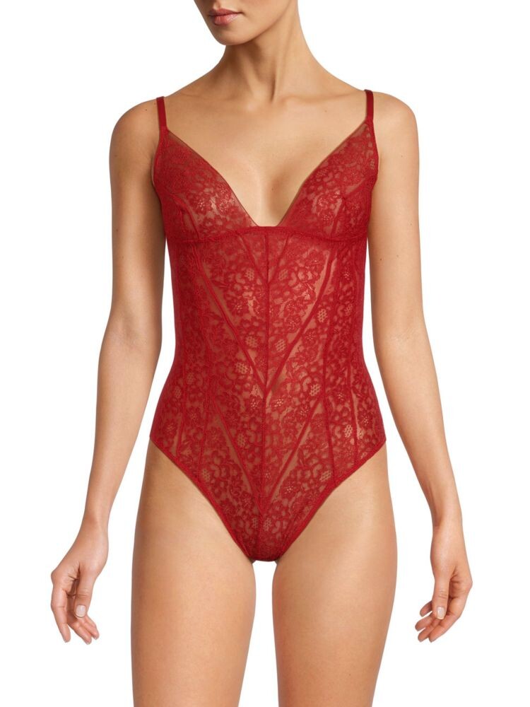 

Бандажное кружевное боди Kiki De Montparnasse, красный